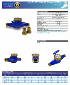 Water Meter SHM Multi Jet Brass Size 1/2",3/4".1",1 1/4",1 1/2",2" Full Ukuran