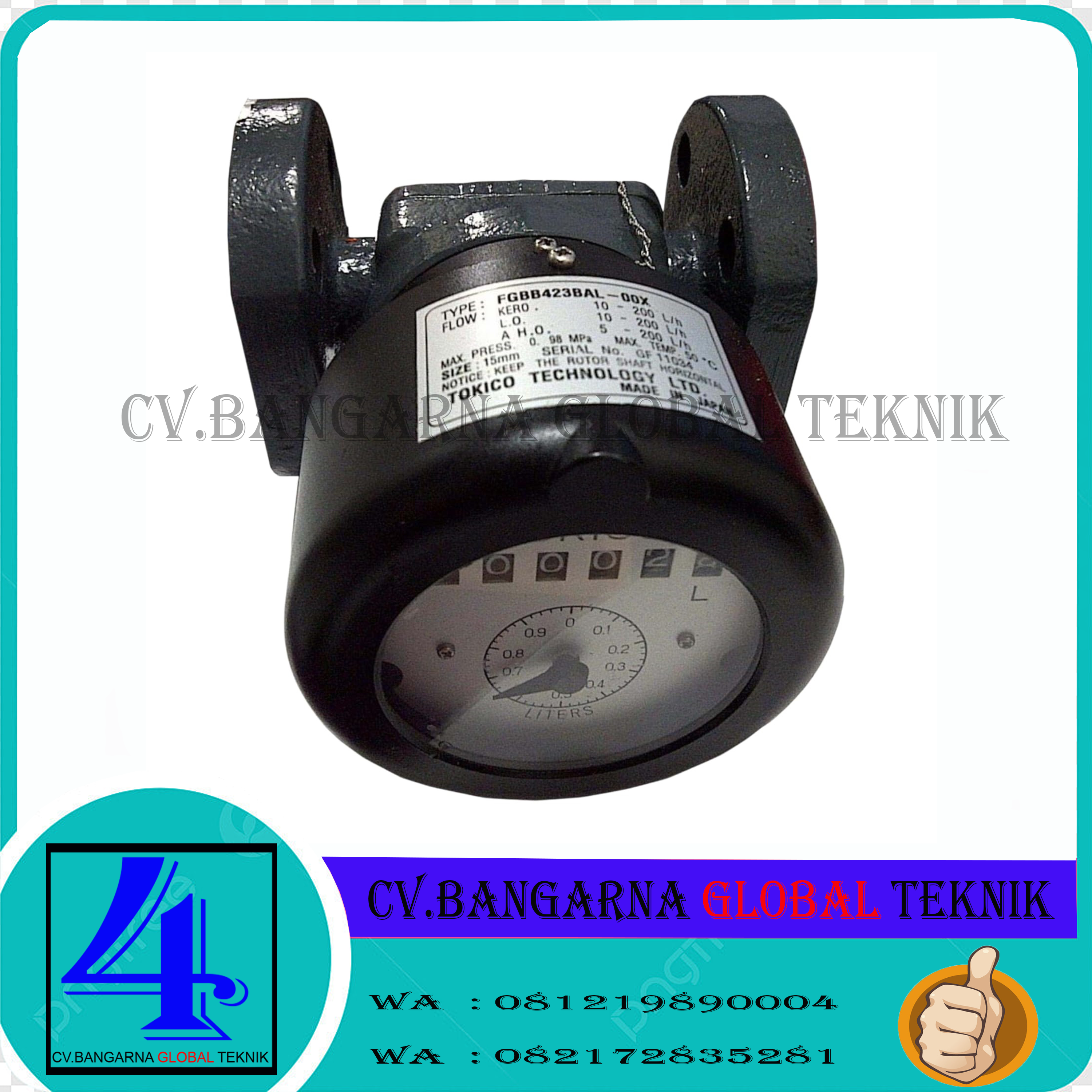 Flow meter Tokico 1/2" DN15mm Type FGBB-423BAL-00X | CV.BANGARNA GLOBAL TEKNIK