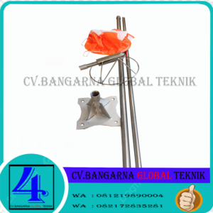 JUAL WINDSOCK KOMPLIT KAIN + TIANG + FRAME + BREKET BAHAN STAINLESS STEEL