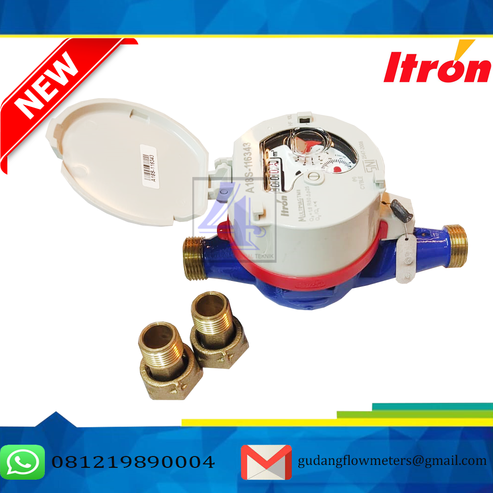 Meteran Air Bersih Multimag Size 1 Inch Merk ITRON ( SNI ) Koneksi Drat