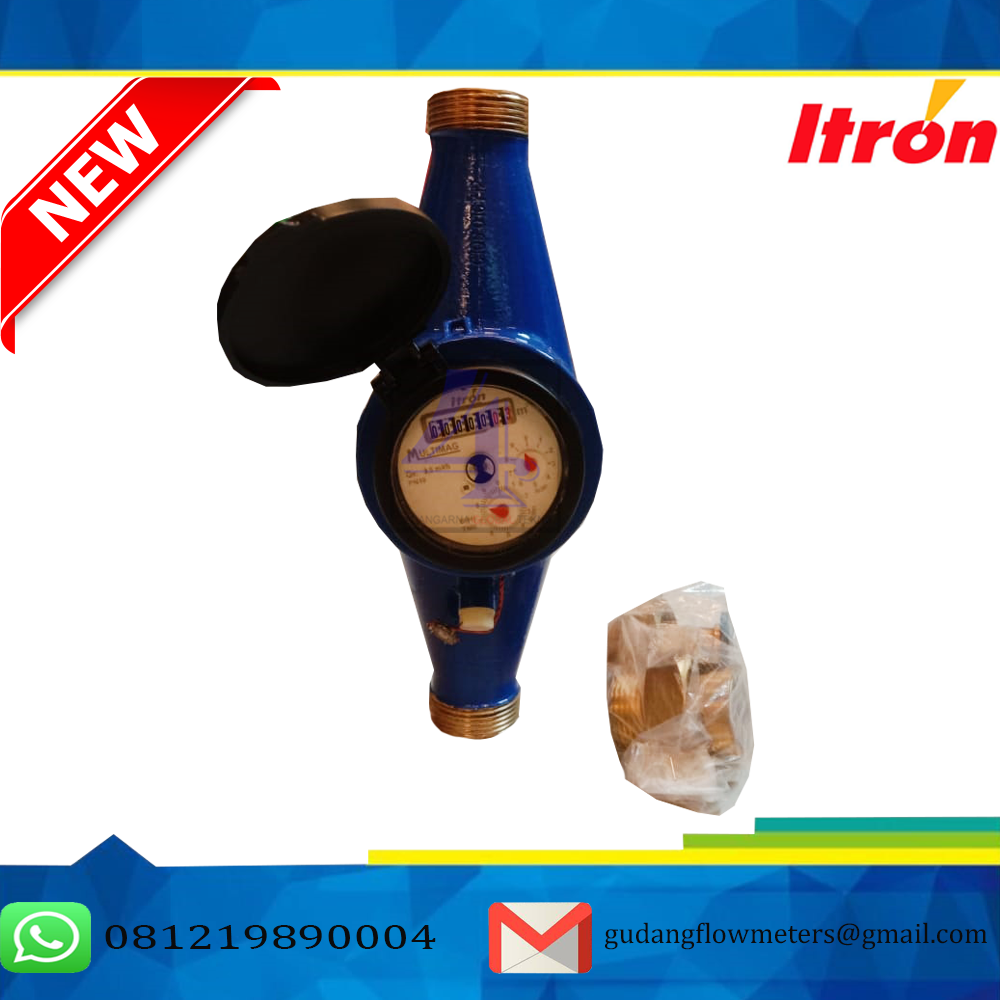 Meteran Air dingin Size 1 inch Merk Itron - Type Multimag Koneksi Drat