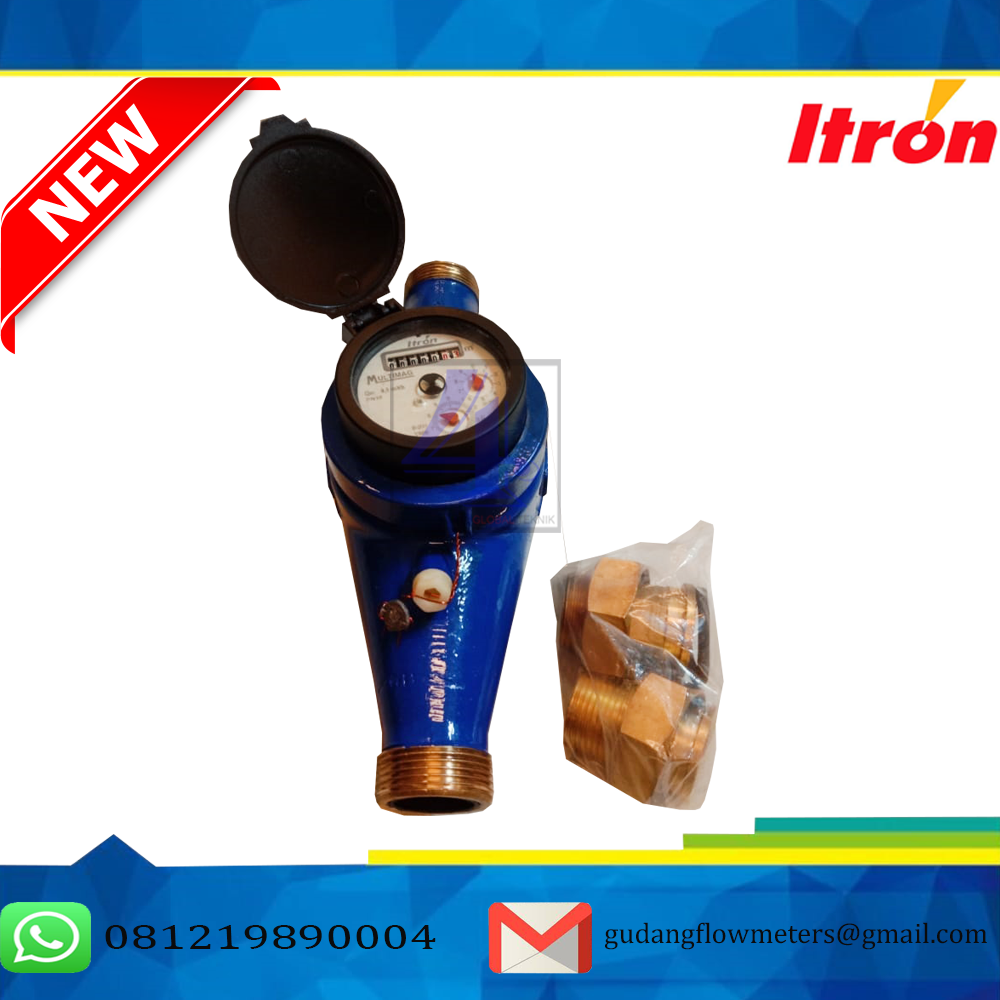 Meteran Air dingin Size 1 inch Merk Itron - Type Multimag Koneksi Drat